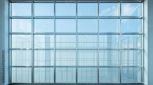 Clear Interior Stainless Steel Window Background, Isolated closed glass Panes view for Design