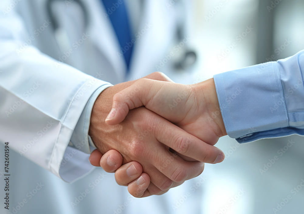 A handshake between a doctor and a patient that symbolizes trust A handshake between a doctor and a patient that symbolizes trust