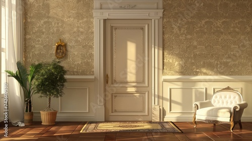 Room design interior with closed door © buraratn