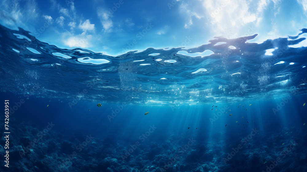 Underwater Ocean View with Sun Rays