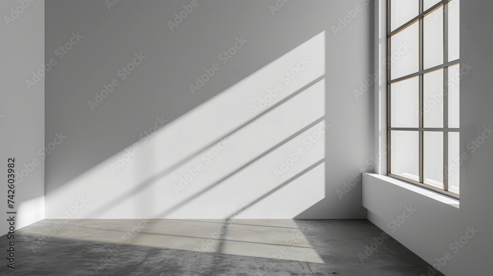 Blank white wall with window and concrete floor Blank white wall with window and concrete floor