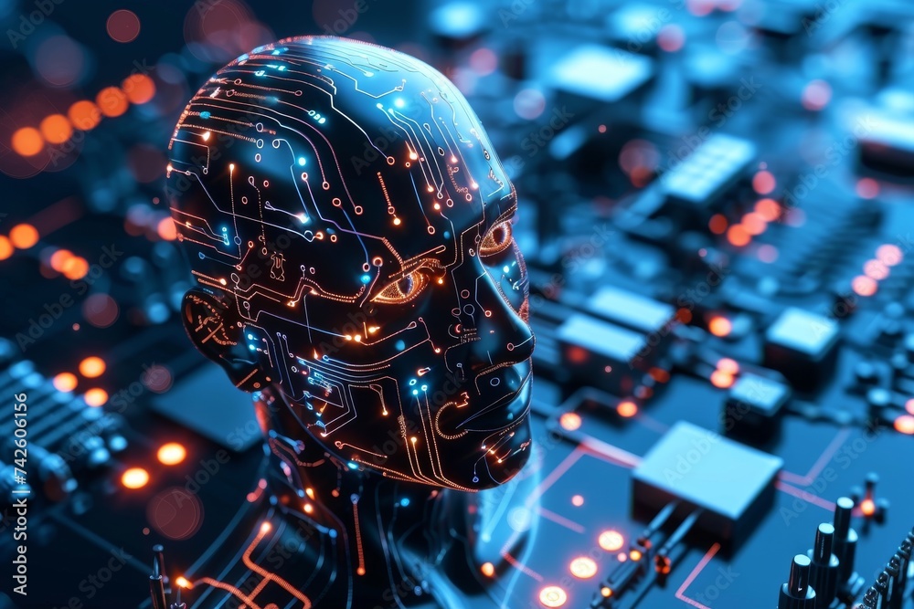 AI Brain Chip mode. Artificial Intelligence ram human ram cache mind ...