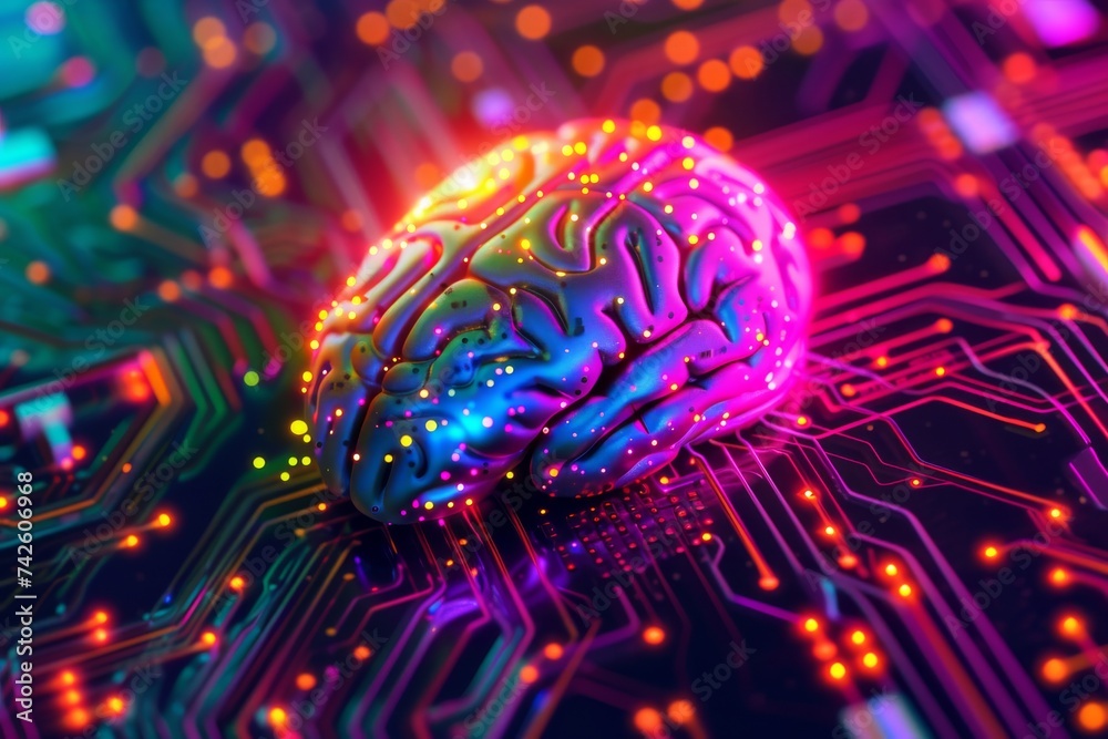 AI Brain Chip chip. Artificial Intelligence enhanced human brain ...