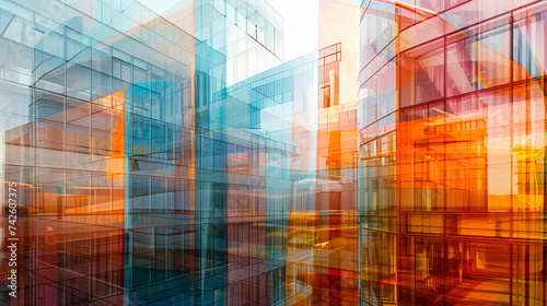 Multiple exposure of modern abstract glass.