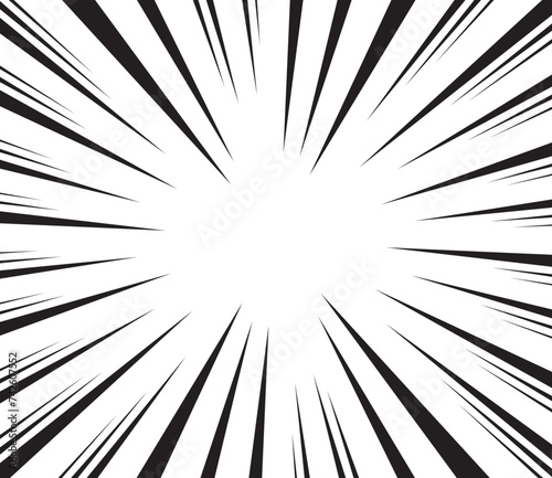 Comic burst background. Halftone effect. Abstract radial, convergent lines. Explosion, radiation, zoom, visual effect. Sun or star rays for Comic Books in pop art style.	