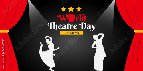 Vector illustration of World Theatre Day social media feed template
