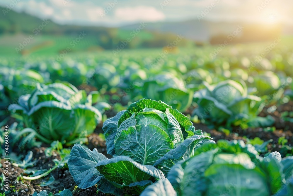 Growing cabbage in the field. Agricultural crops Growing cabbage in the field. Agricultural crops