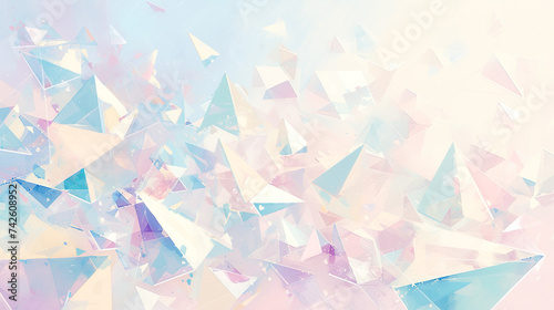 パステルカラーの色々な多角形の抽象的水彩イラスト背景 photo