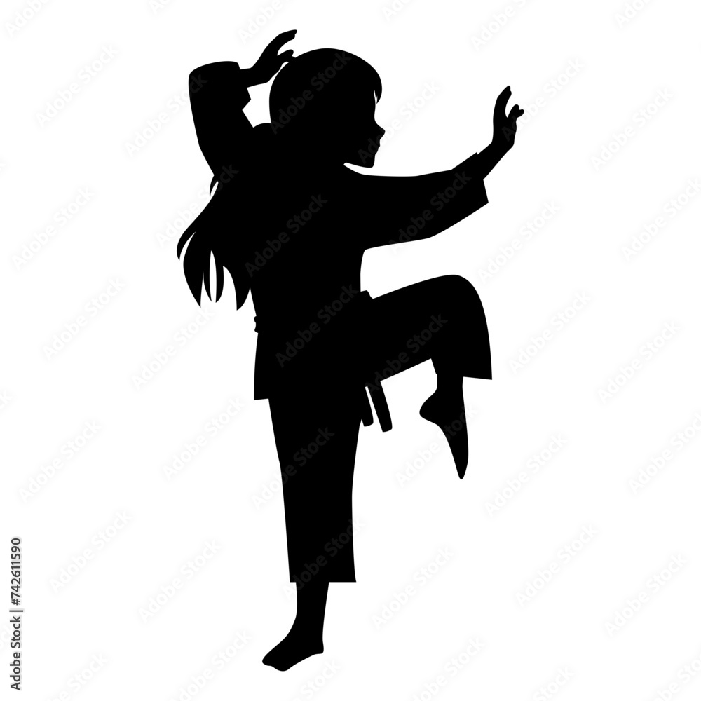 girl martial art silhouette