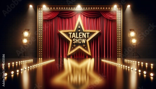 Grand Talent Show Stage with Starry Backdrop