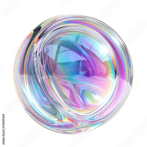 Blob holographic 3d shape. Fluid gradient abstract sphere. Isolated object on a transparent background.