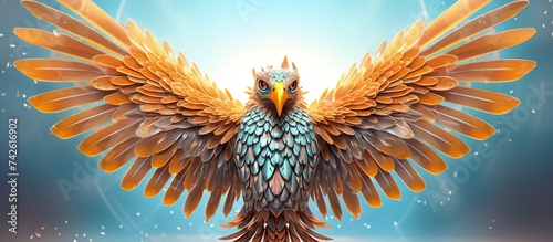 vector illustration of an abstract eagle mascot, a combination of technological elements, which can be used for t-shirt or merchandise designs © aulia