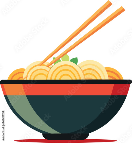 bowl of ramen noodles with chopsticks logo, Noodles Icon Vector Design, ramen noodle soup vector line illustration 