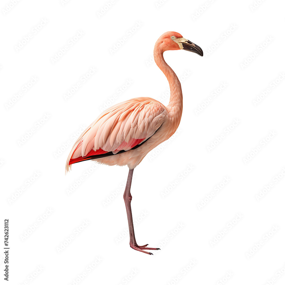 Beautiful flamingo bird on transparent background Generative AI