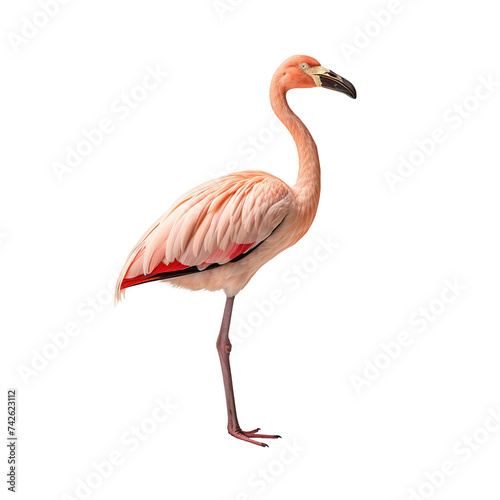 Beautiful flamingo bird on transparent background Generative AI