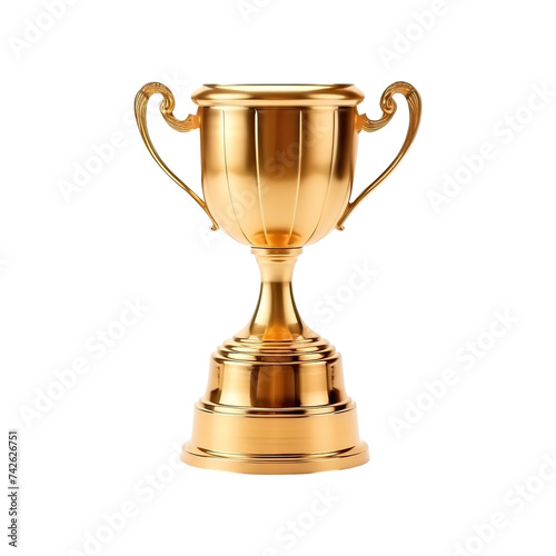 gold trophy cup on transparent background Generative AI