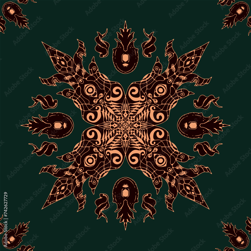 Flower seamless pattern flesh color and castleton green background number 7 Flower seamless pattern flesh color and castleton green background number 7