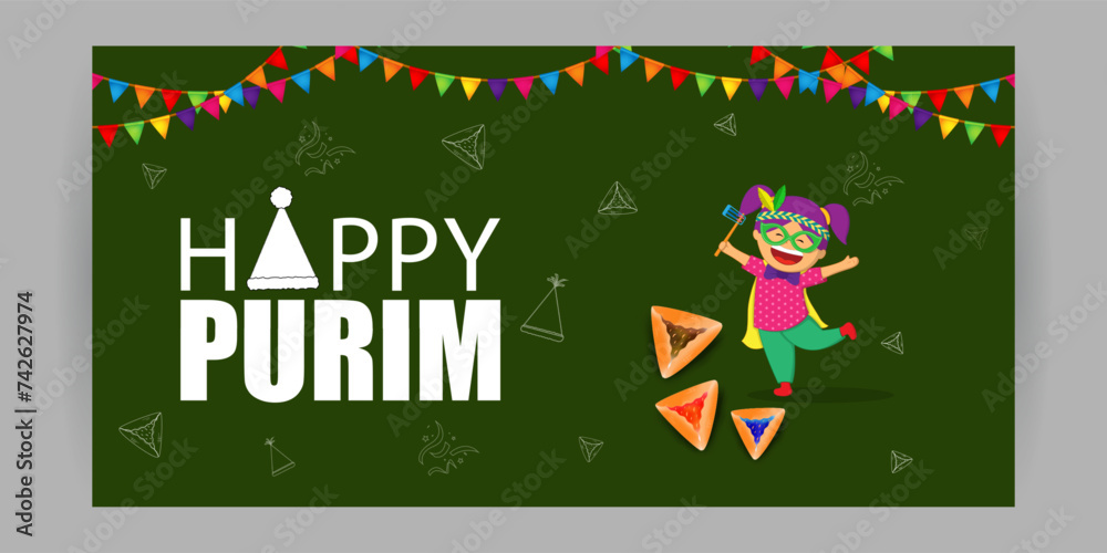 Vector illustration of Happy Purim social media feed template Vector illustration of Happy Purim social media feed template