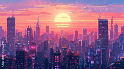 Sunset or sunrise Modern city