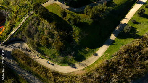 Aerial view of Monte Ciocci and Ettore Scola park in Rome, Italy