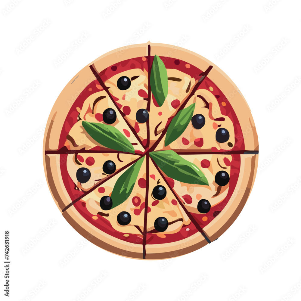 Round pizza vector illustration on white background