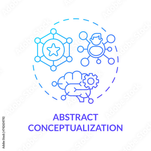 Abstract conceptualization blue gradient concept icon. Synthesizing reflections into ideas, theories. Round shape line illustration. Abstract idea. Graphic design. Easy to use in presentation