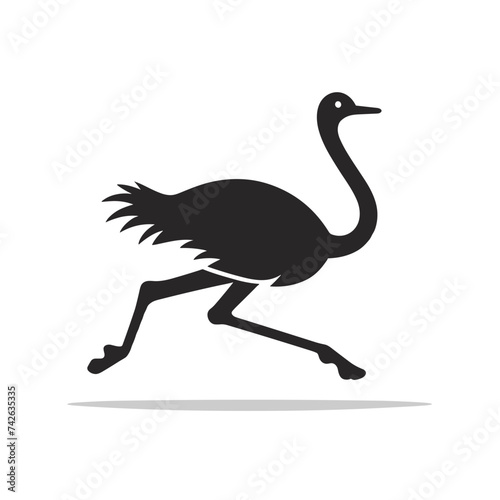 illustration of a running ostrich bird