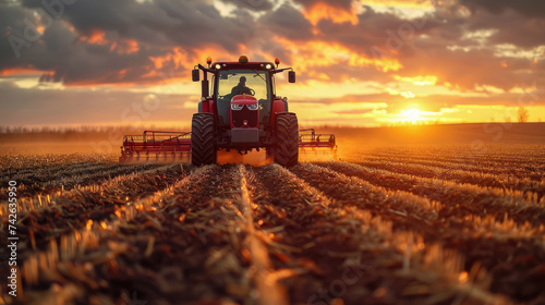 A farmer driving a tractor in a field  Tractor spraying pesticides on field with sprayer1