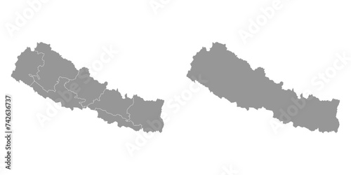 Nepal map with administrative divisions. Vector illustration.
