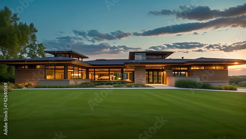 With its clean lines and deep roof overhangs this prairiestyle house embodies a sense of harmony with the natural world while still providing all the comforts of modern living. photo