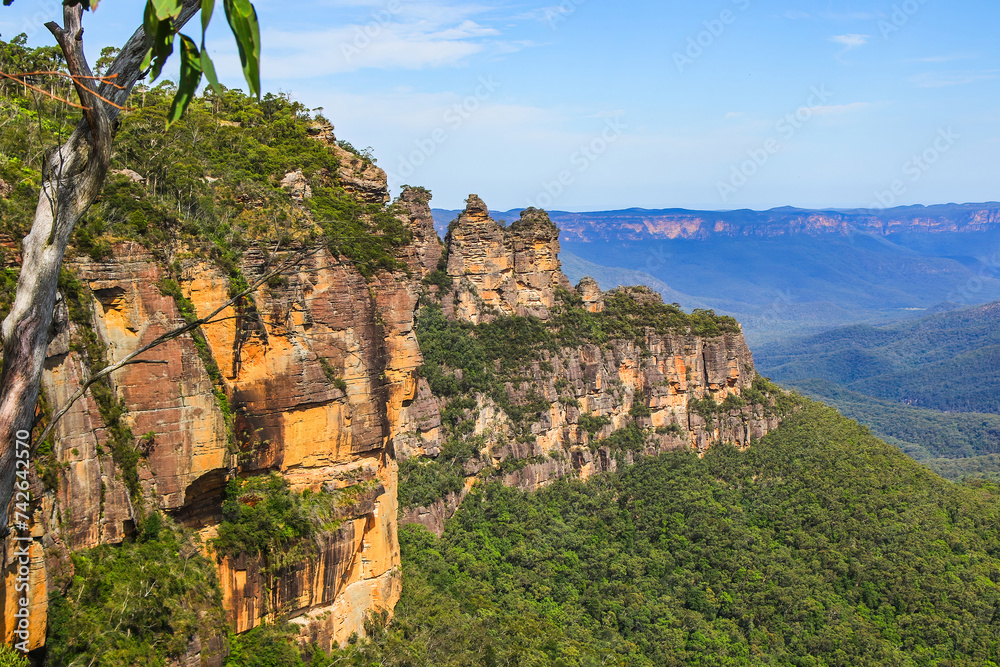 Three Sisters rock formation in the Blue Mountains National Park, New South Wales, Australia