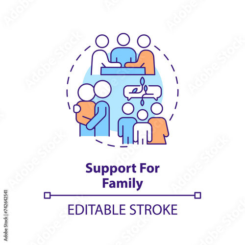 Support for family multi color concept icon. Mental help, assistance. Round shape line illustration. Abstract idea. Graphic design. Easy to use in infographic, presentation, brochure, booklet