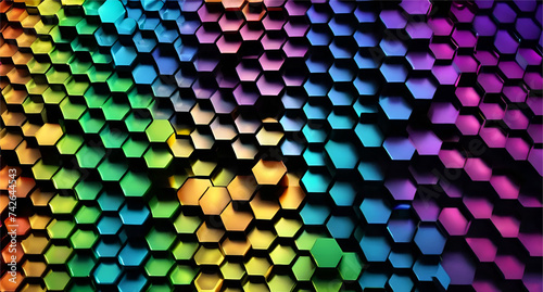 3d rainbow hexagonal background