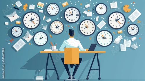 flat Illustration of a before-and-after scenario of an individual implementing effective time management strategies. time management concept. 