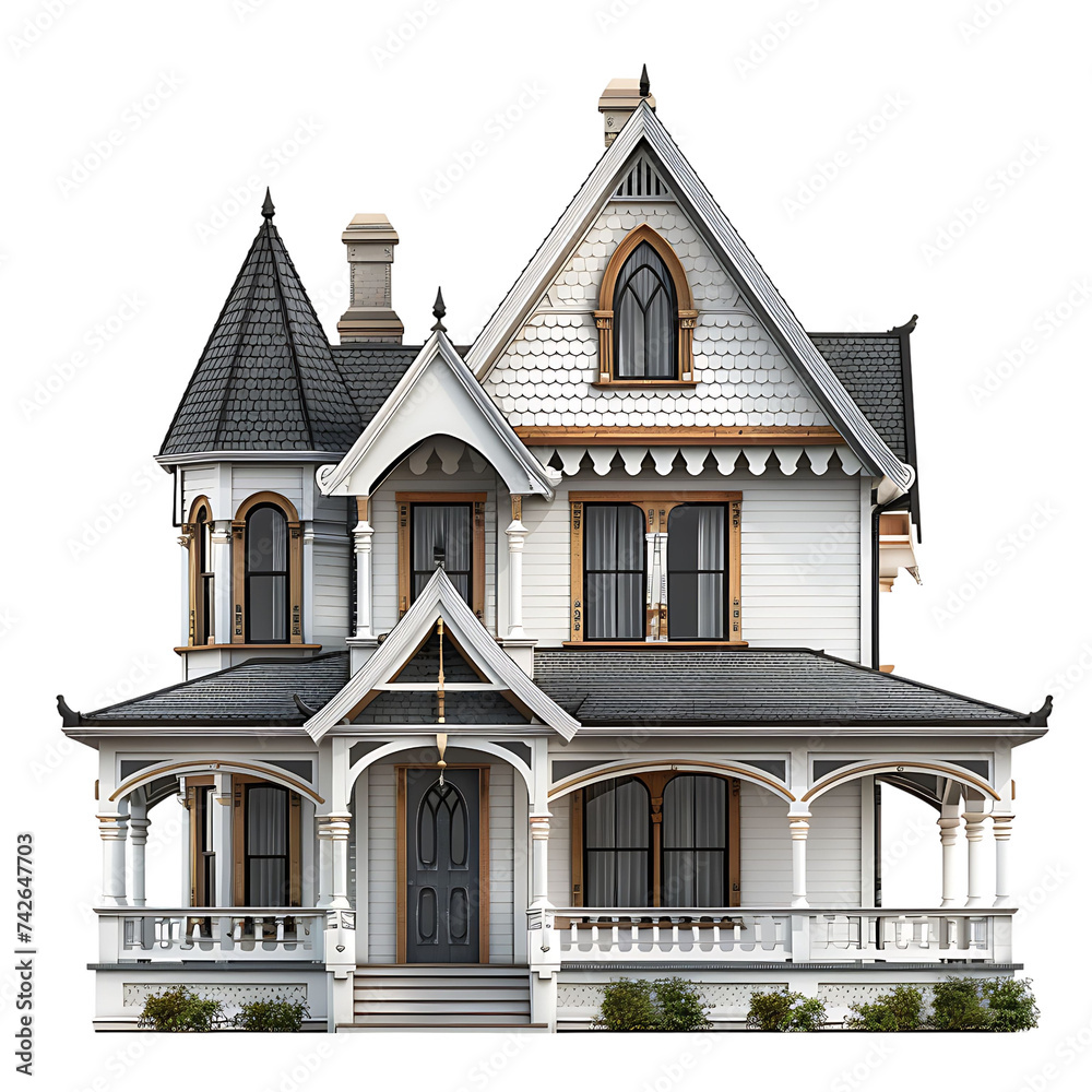 Old house on isolated background