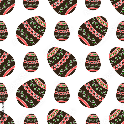 Bright seamless illustration with eggs on a white background. Easter.