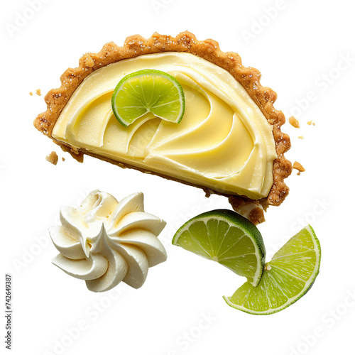 Key Lime Pie, transparent background, isolated image, generative AI photo