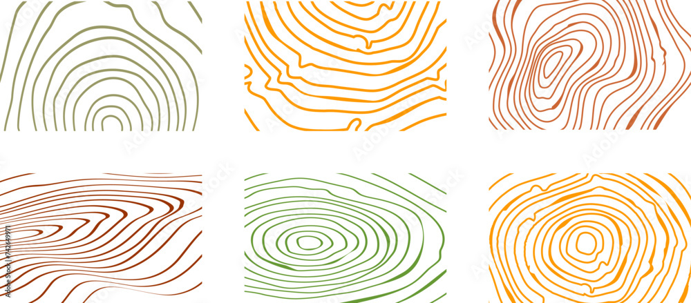 Background of abstract growth rings of a tree.Line design of a wooden stump.Tree cut pattern.Vector topographic map concept. 
