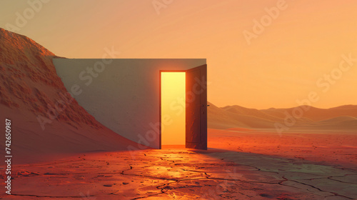 Opened door on desert. Unknown.