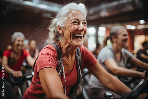 Concepto de vida sana y estilo de vida alegre para los mayores.Ejercicio de gimnasio fitness y deporte para la salud enla tercera edad.