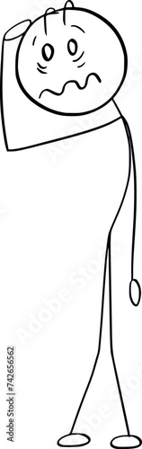 Worried, Shocked or Frustrated Person, Vector Cartoon Stick Figure Illustration