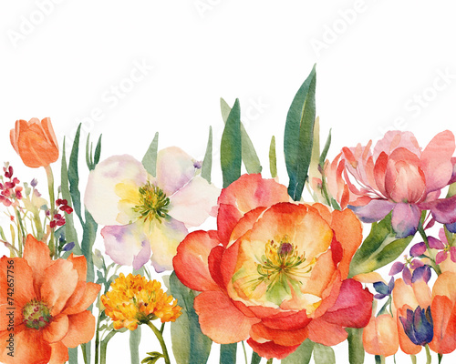 wildflowers in watercolor painting style. Botanical background ,floral design for holiday greeting card.