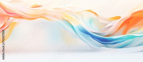 Abstract painting depicting flowing fabric in vibrant colors.