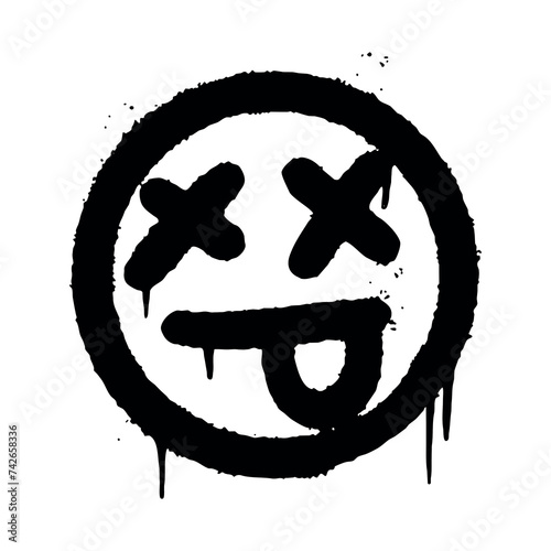 Airbrushed grunge dead emoticon. Dead smile