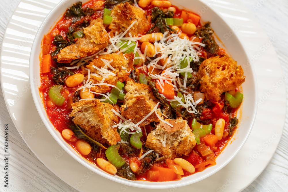 ribollita, italian soup with bread, beans, veggies ribollita, italian soup with bread, beans, veggies