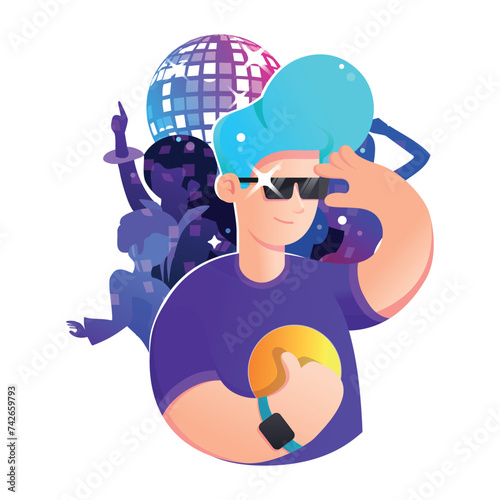 Illustration of a party guy in a club