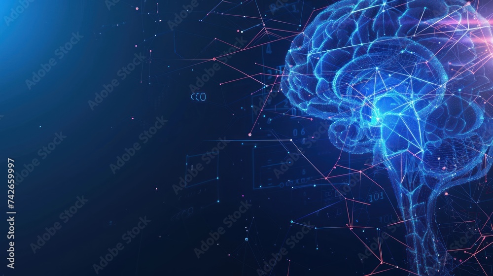 Artificial intelligence and virtual reality concept with glowing digital lines human head silhouette, on abstract technology background. Artificial intelligence and virtual reality concept with glowing digital lines human head silhouette, on abstract technology background.