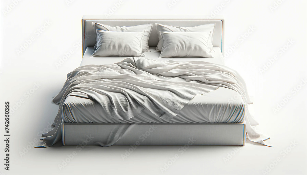 Obraz premium Double bed. Isolated bed on white background 