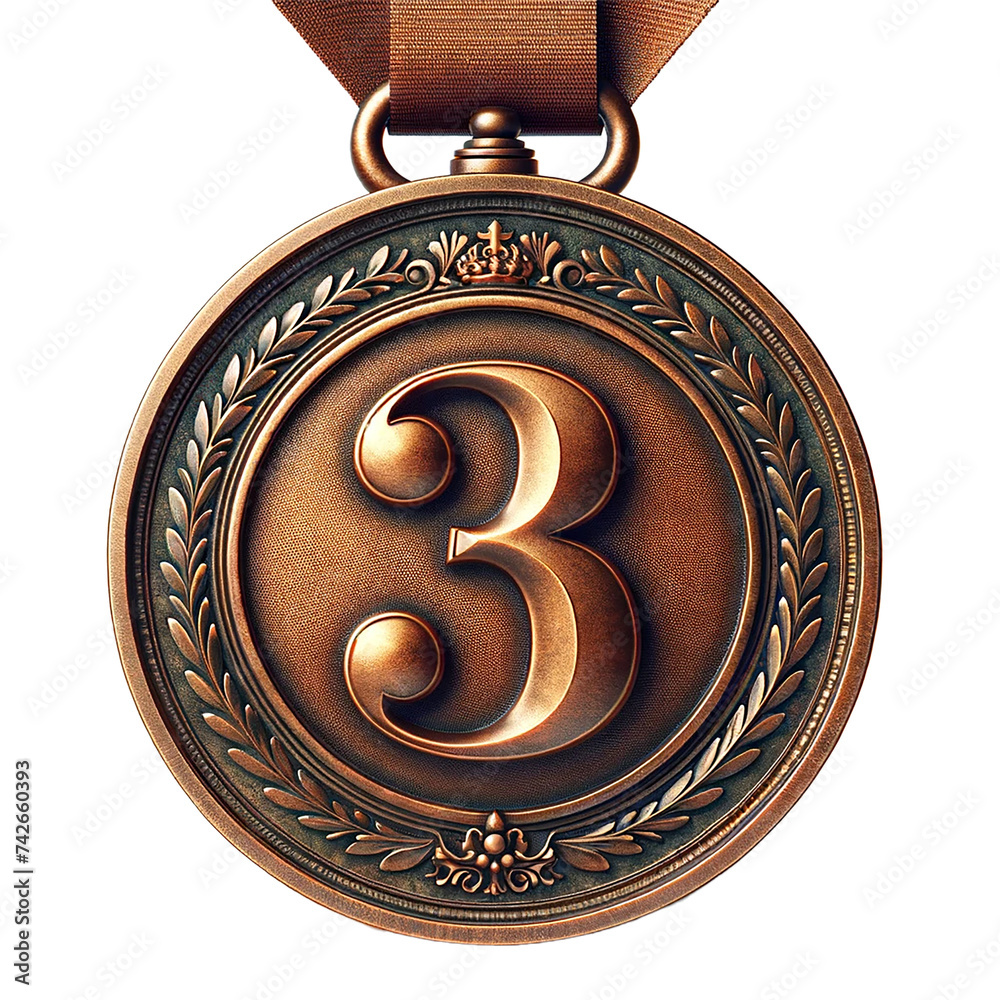 Bronze Medal. Isolated medal for third place - obrazy, fototapety, plakaty 