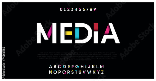 Media modern minimal stylish typography alphabet capital letter logo design